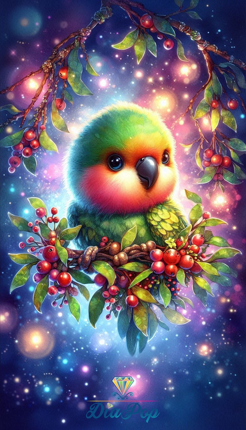 Diamond Painting - Tinkerangie - Pfirsichköpfchen im Beerenzauber [Digital]