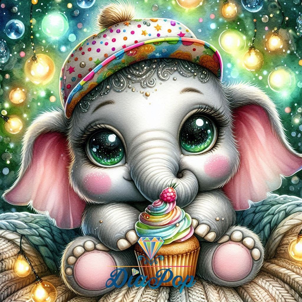 Diamond Painting - Tinkerangie - Zuckersüßer Cupcake-Elefant [Digital]