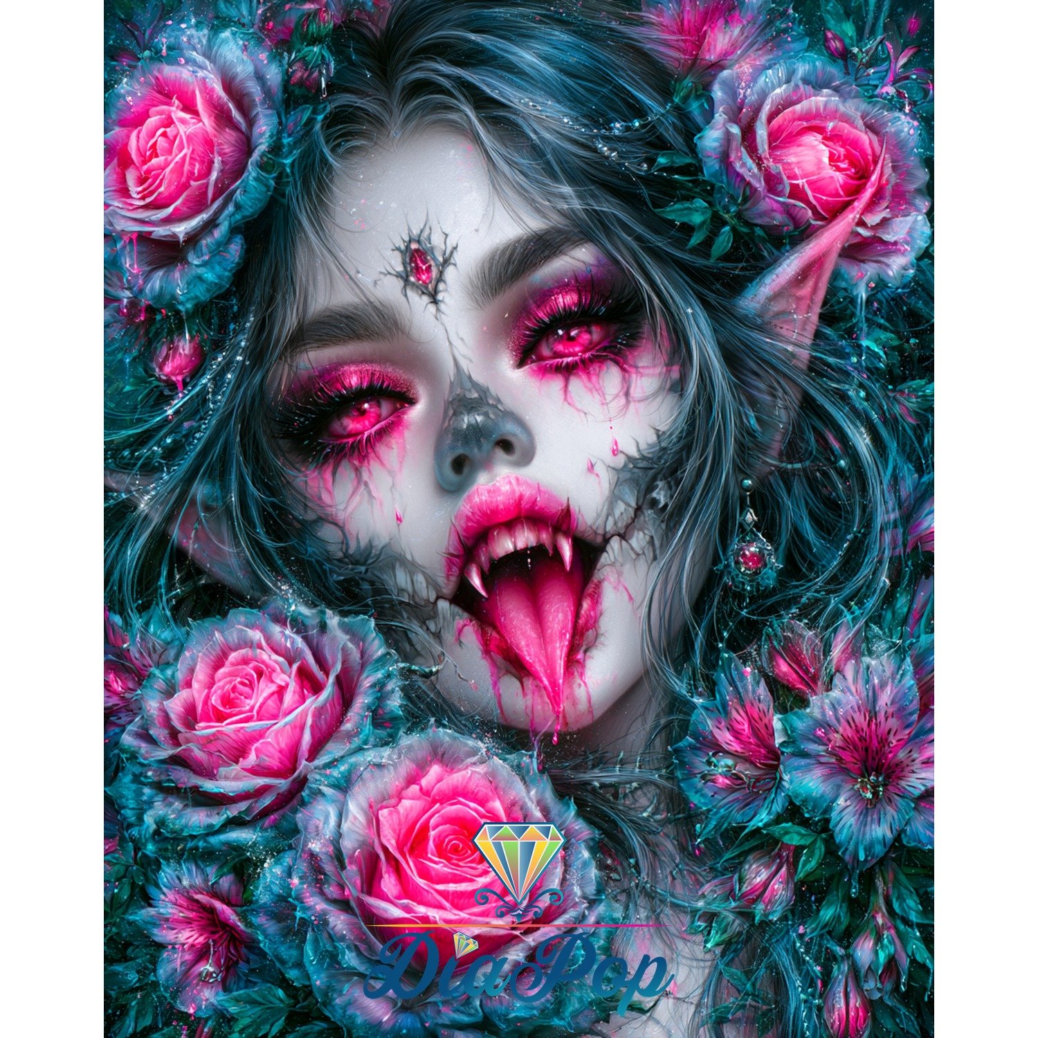 Diamond Painting - Elly_A.I - Vampirische Rosenkönigin [Digital]