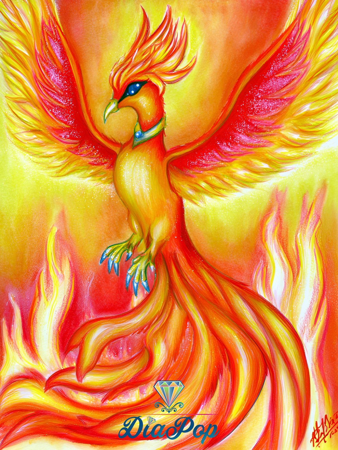 Diamond Painting - Shiny Unicorn - Aufstieg des Feuerphönix [Digital]
