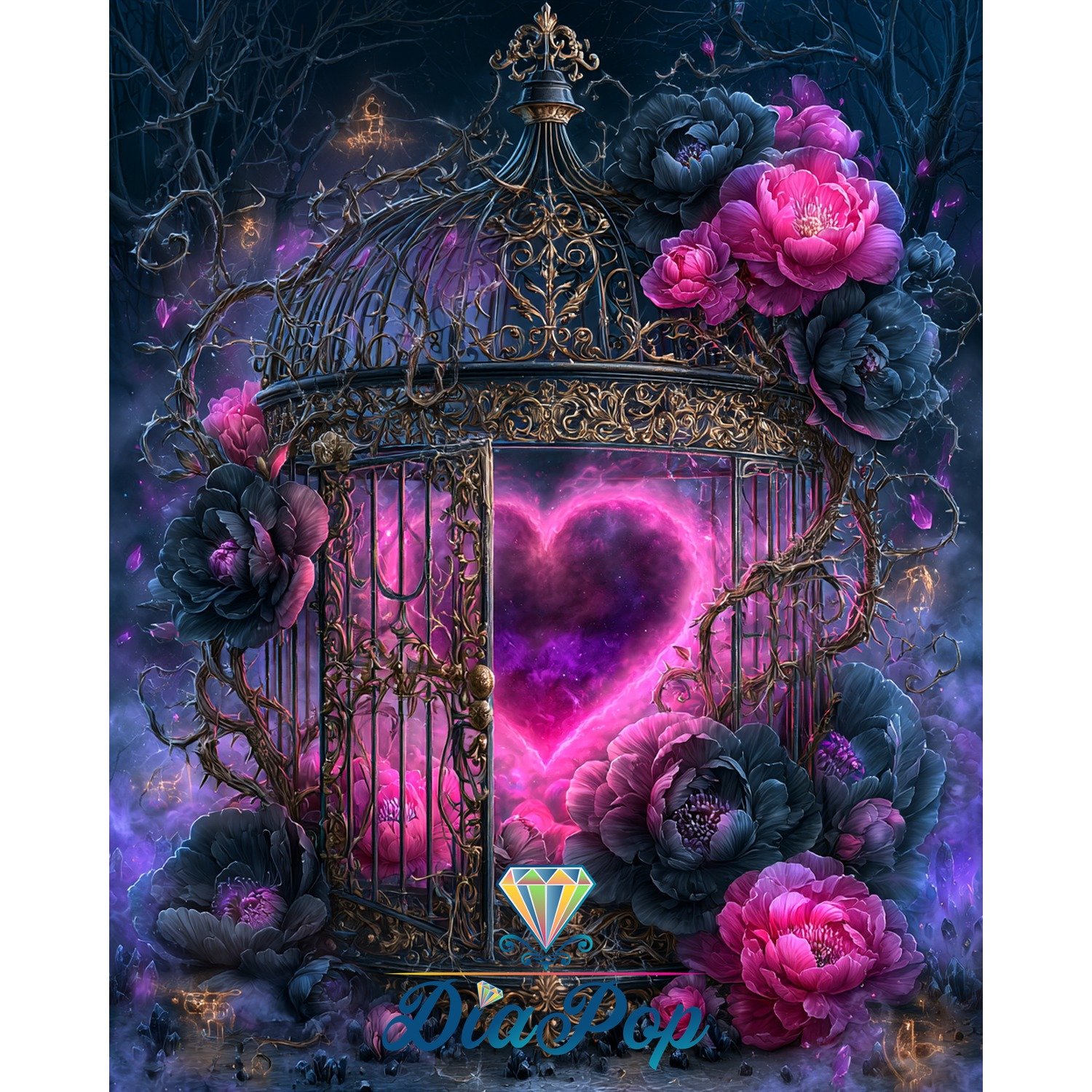 Diamond Painting - Elly_A.I - Sternenherz im Rosenkäfig [Digital]