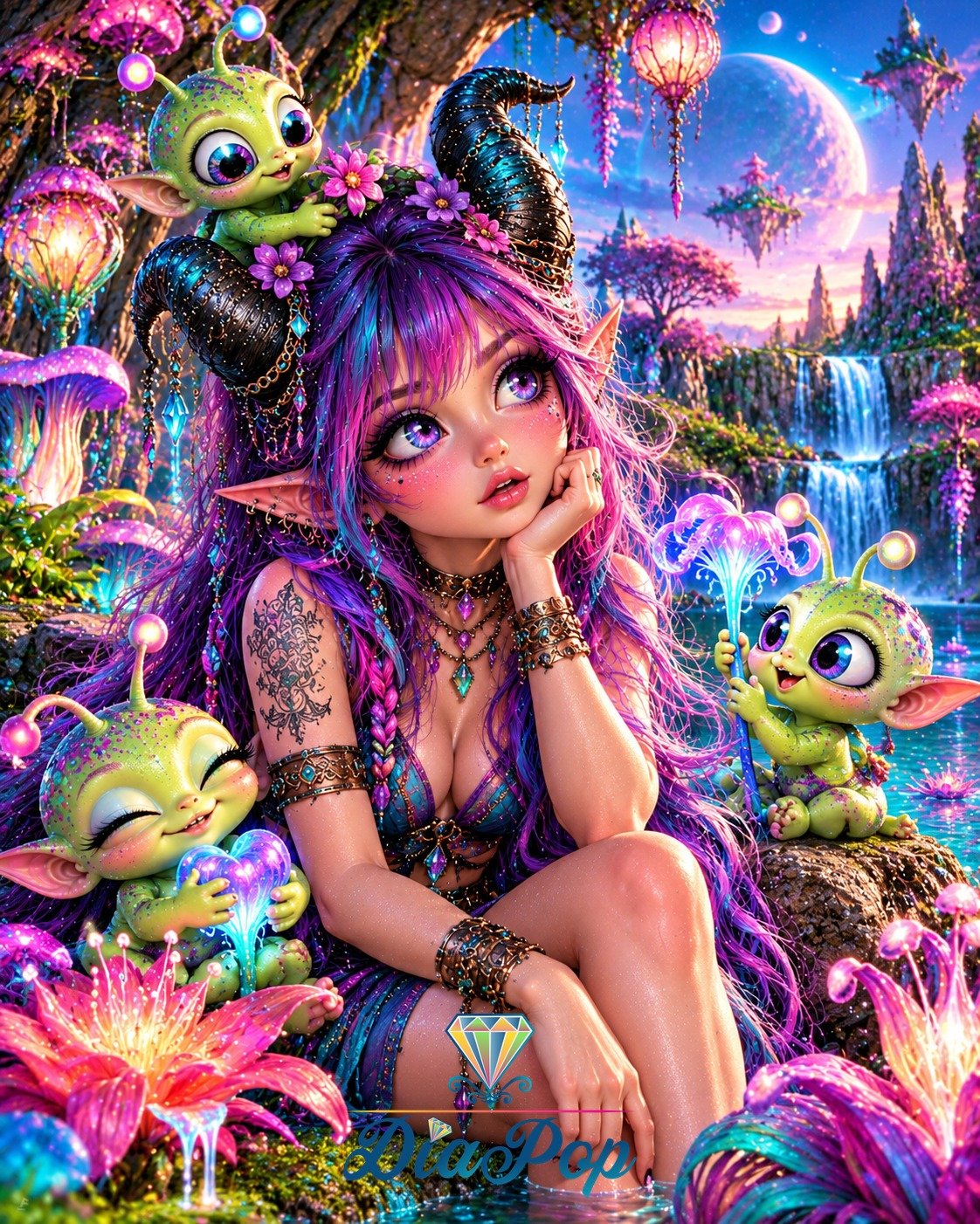 Diamond Painting - Elly_A.I - Sternenfee und Mondlinge [Digital]
