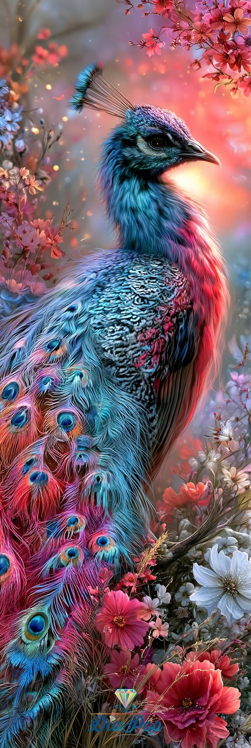 Diamond Painting - Elly_A.I - Pfauenglanz im Blütenzauber [Digital]