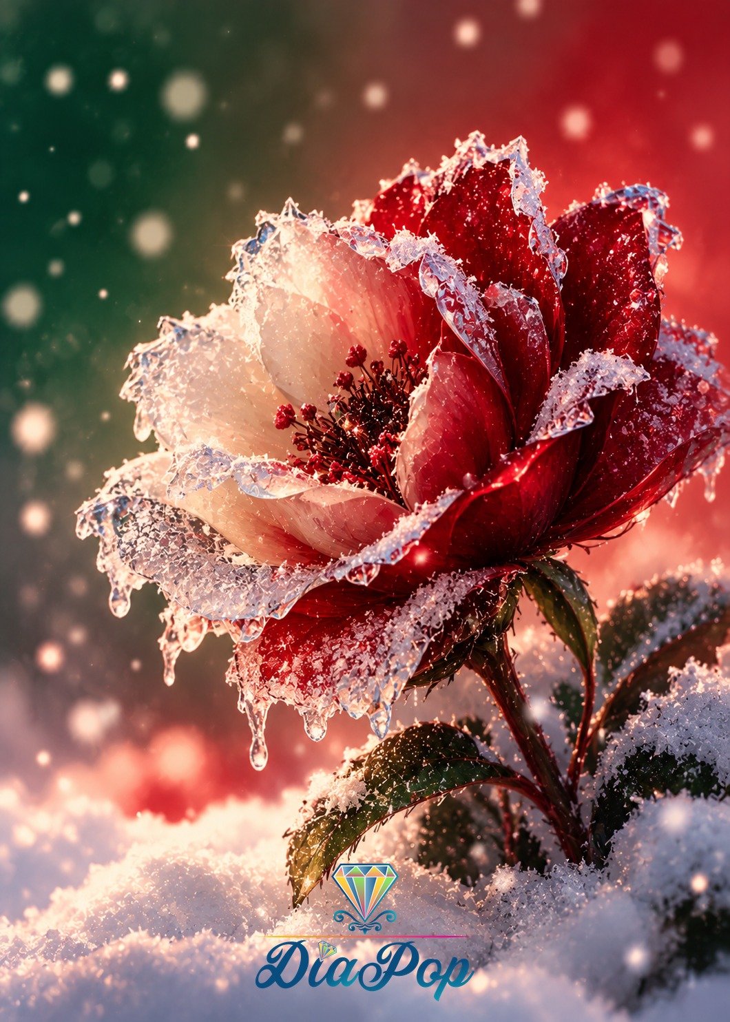 Diamond Painting - Tiki Diamonds - Eiskuss der Winterrose [Digital]