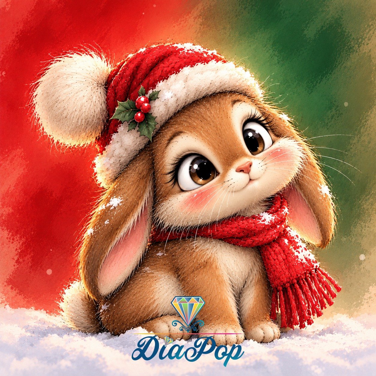Diamond Painting - Tiki Diamonds - Weihnachtshäschen im Schneeglück [Digital]