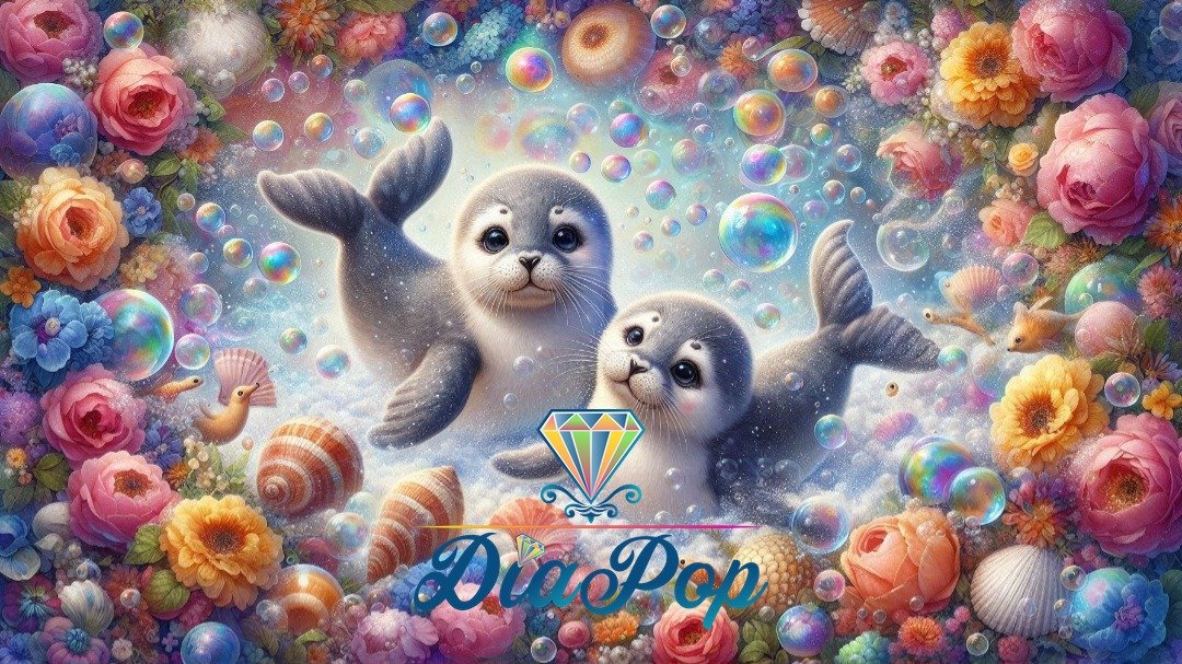 Diamond Painting - Tinkerangie - Seehundbabys im Blütenzauber [Digital]