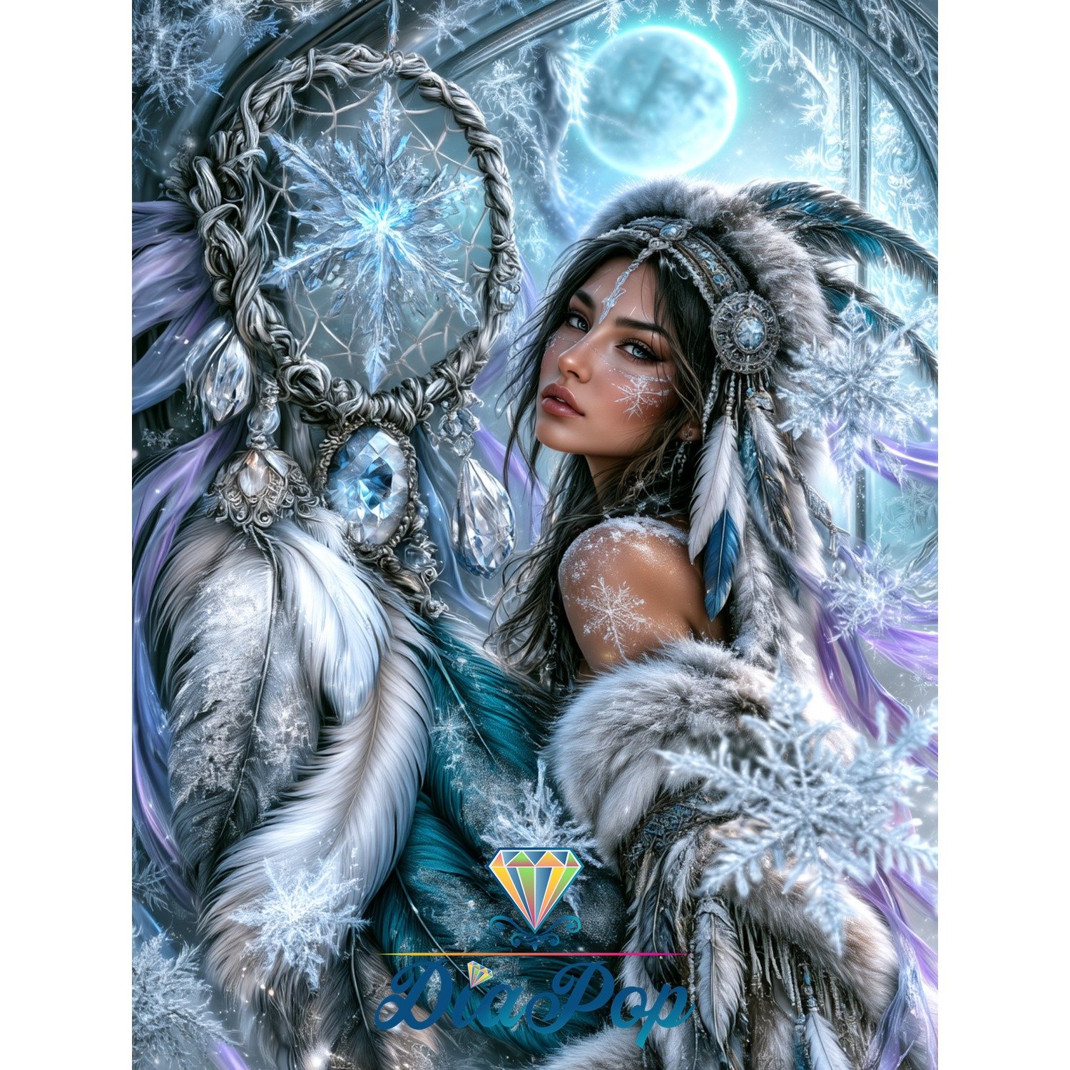 Diamond Painting - Elly_A.I - Traumfängerin des Frostmonds [Digital]