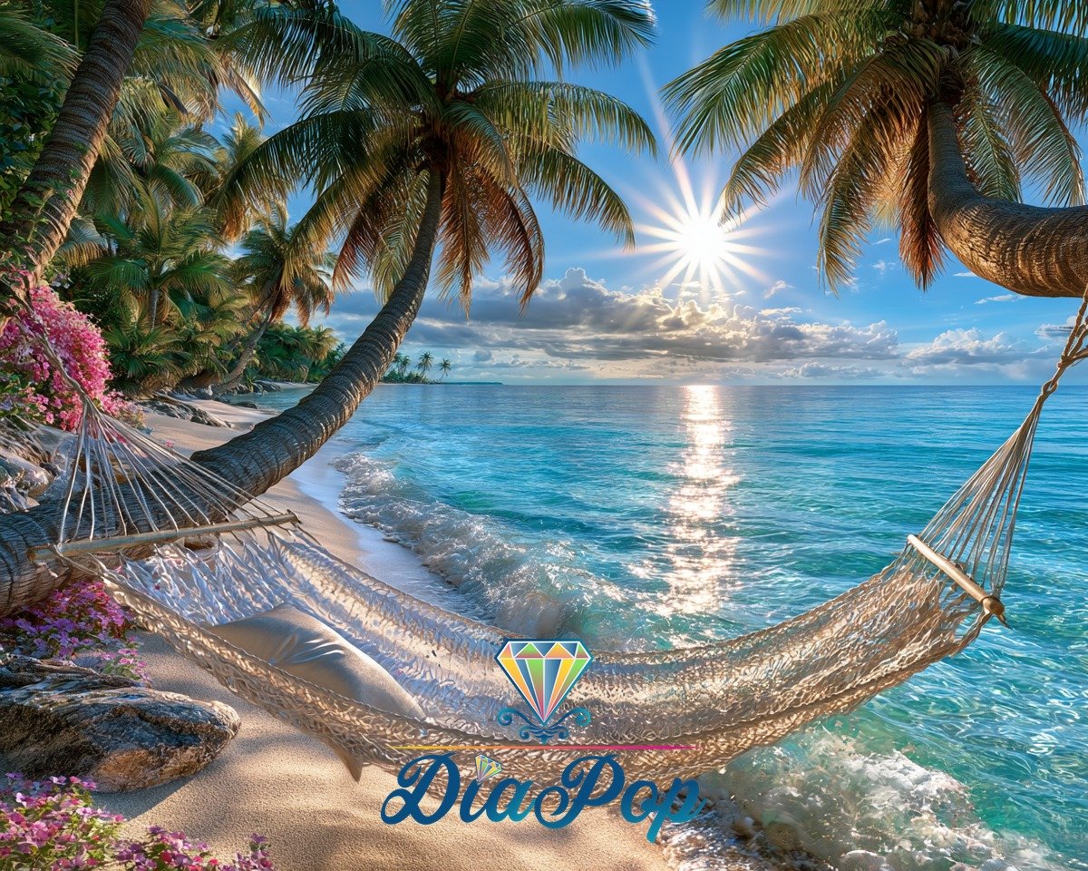Diamond Painting - Elly_A.I - Hängematte im Tropenlicht [Digital]