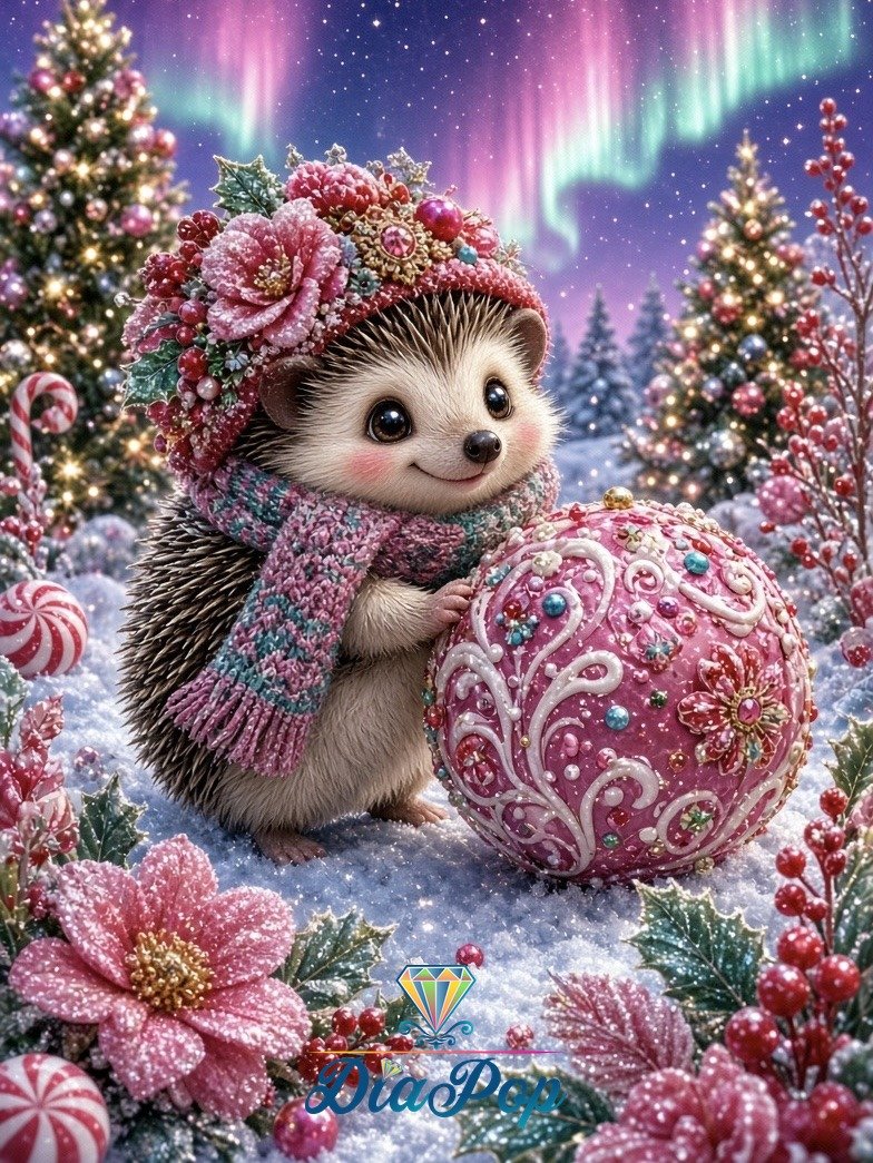 Diamond Painting - Elly_A.I - Zuckersüßer Weihnachtsigel [Digital]