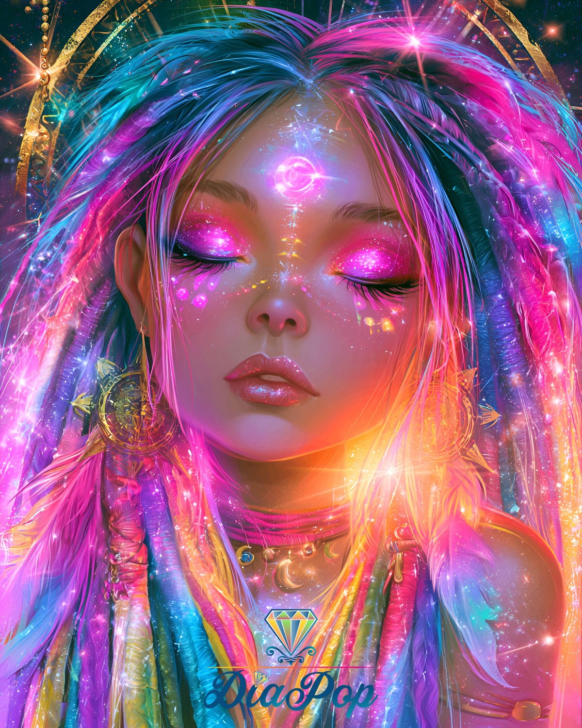 Diamond Painting - Shiny Unicorn - Sternenorakel im Neontraum [Digital]