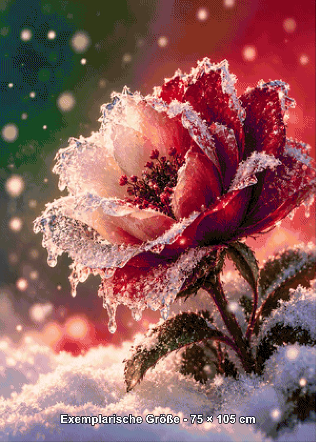 Diamond Painting - Tiki Diamonds - Eiskuss der Winterrose [Digital] - Rendering einer exemplarischen Größe