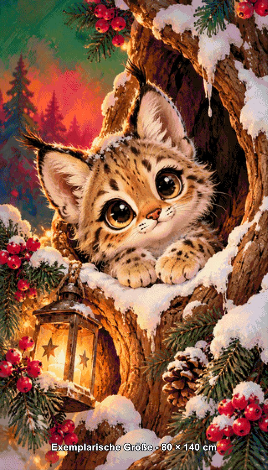 Diamond Painting - Tiki Diamonds - Kleiner Luchs im Lichterzauber [Digital] - Rendering einer exemplarischen Größe