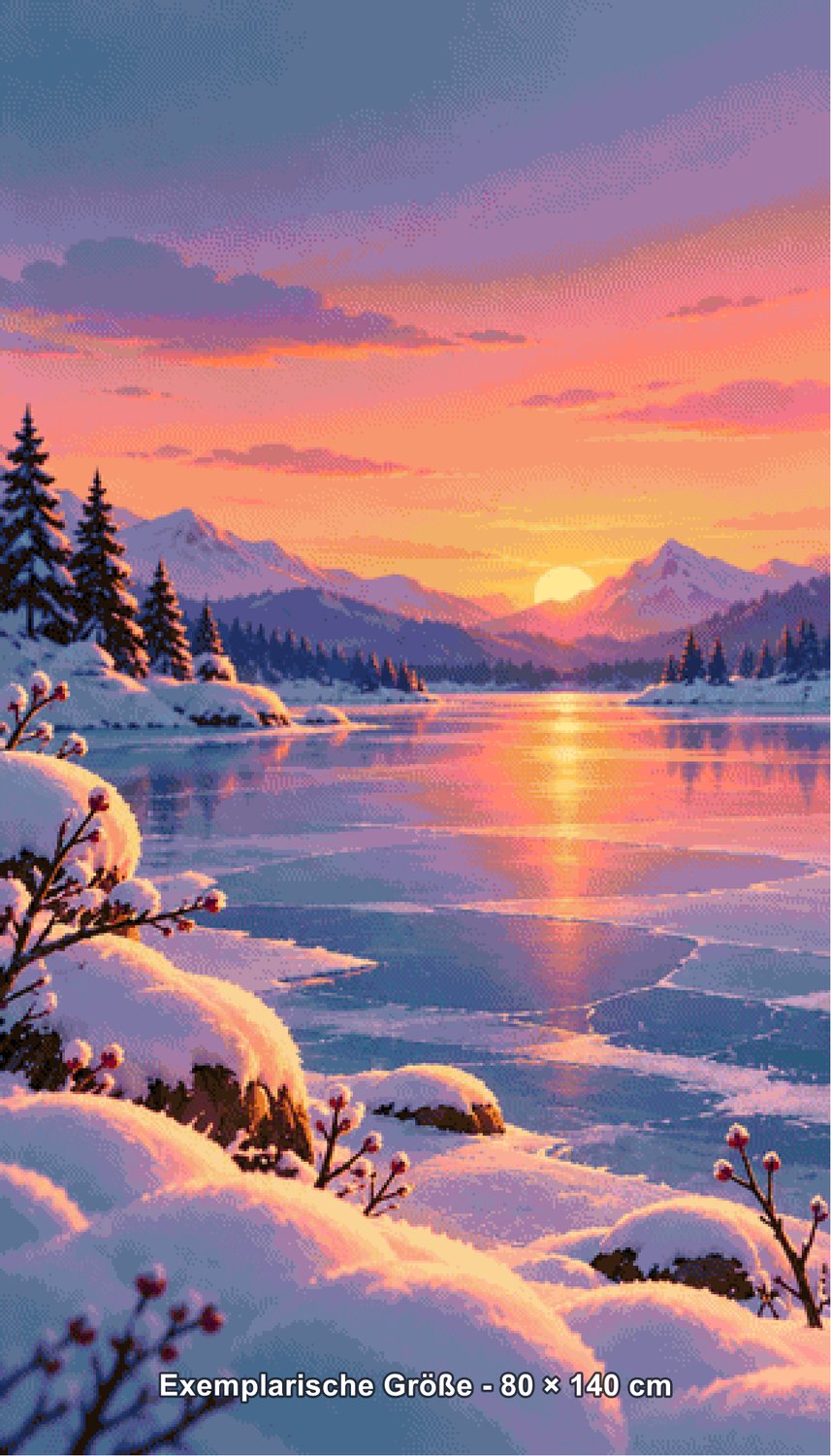 Diamond Painting - Tiki Diamonds - Bergsee im Winterglühen [Digital] - Rendering einer exemplarischen Größe