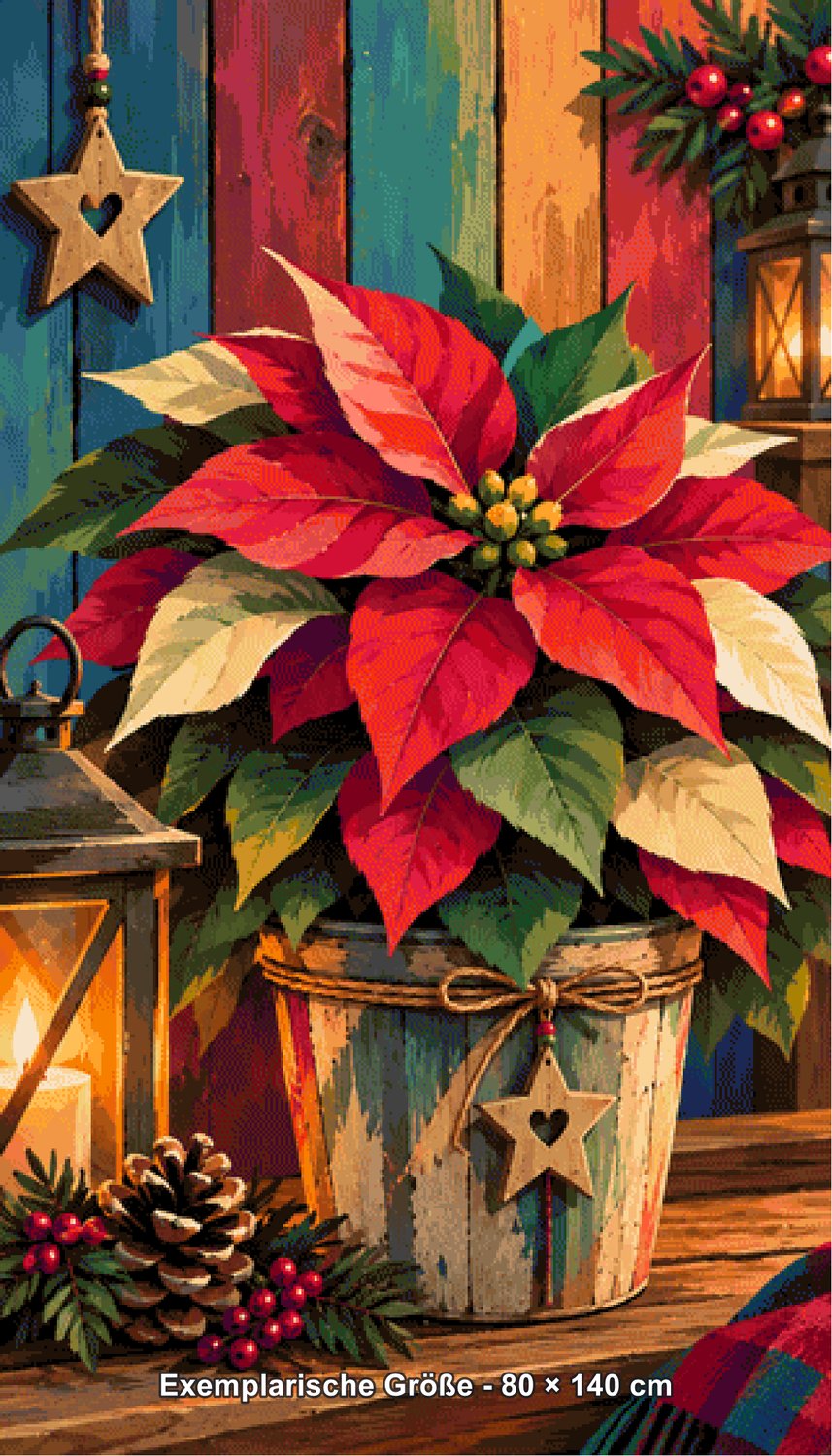 Diamond Painting - Tiki Diamonds - Weihnachtsstern im Lichterglanz [Digital] - Rendering einer exemplarischen Größe
