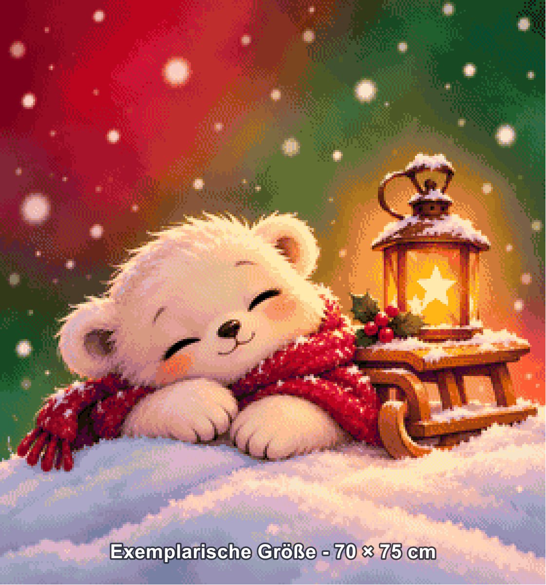 Diamond Painting - Tiki Diamonds - Winterbärs Traum im Laternenlicht [Digital] - Rendering einer exemplarischen Größe