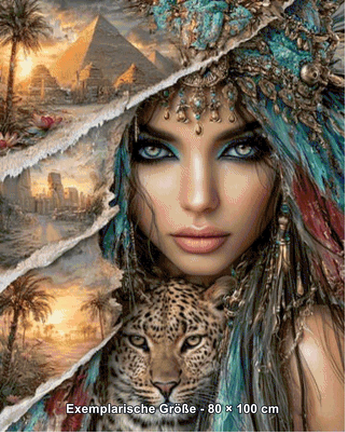 Diamond Painting - Elly_A.I - Smaragdblick der Pharaonin [Digital] - Rendering einer exemplarischen Größe