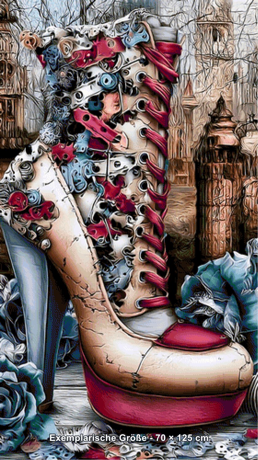 Diamond Painting - Elly_A.I - Steampunk Rosenstiefelette [Digital] - Rendering einer exemplarischen Größe