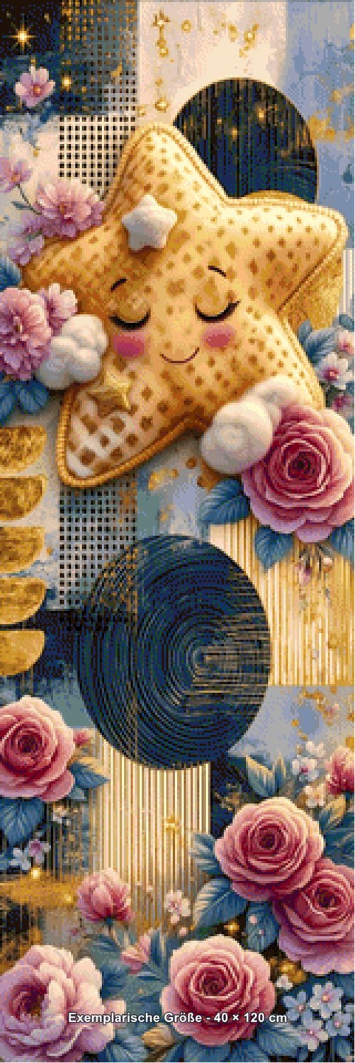 Diamond Painting - Elly_A.I - Sternenschlaf im Rosengarten [Digital] - Rendering einer exemplarischen Größe