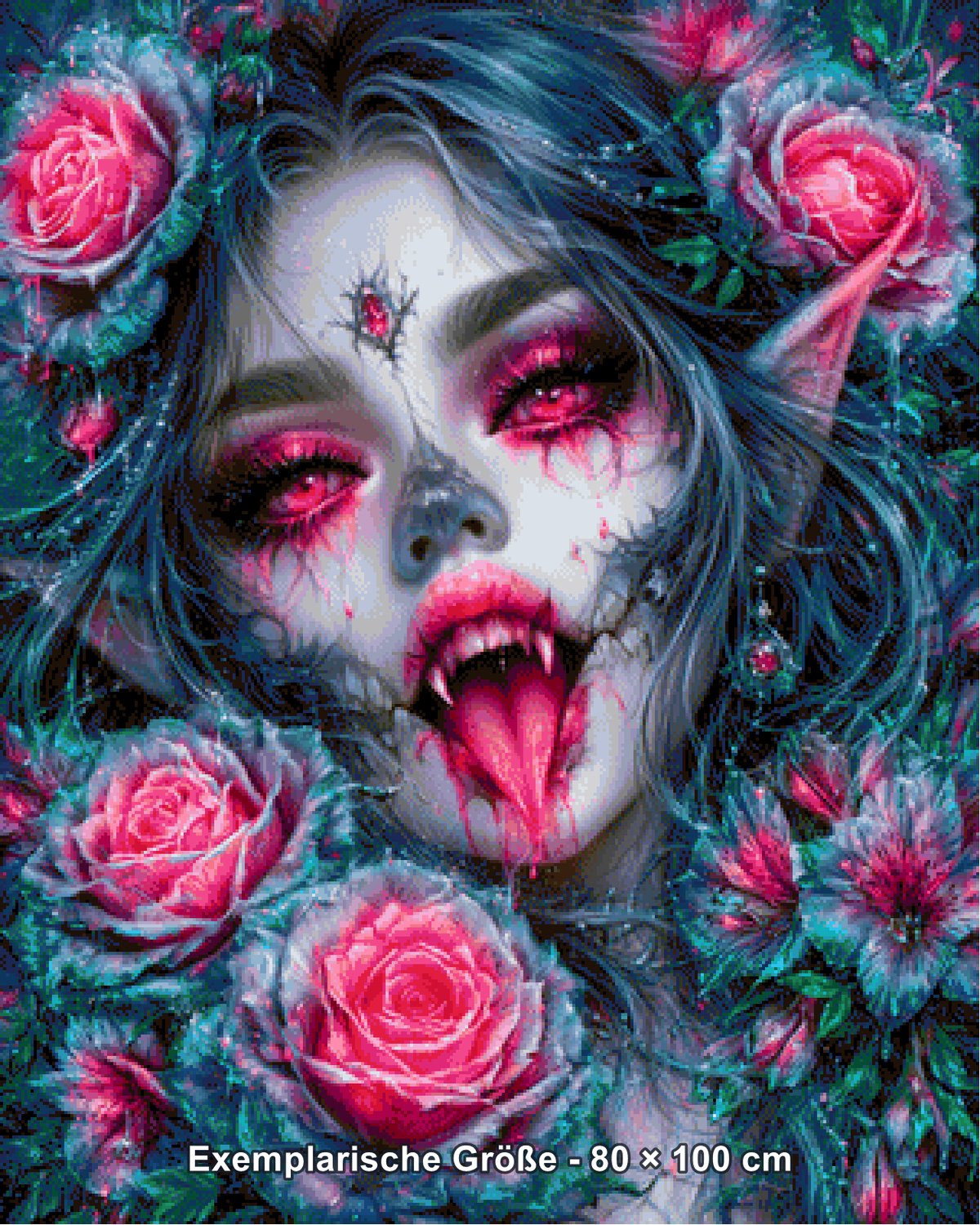 Diamond Painting - Elly_A.I - Vampirische Rosenkönigin [Digital] - Rendering einer exemplarischen Größe