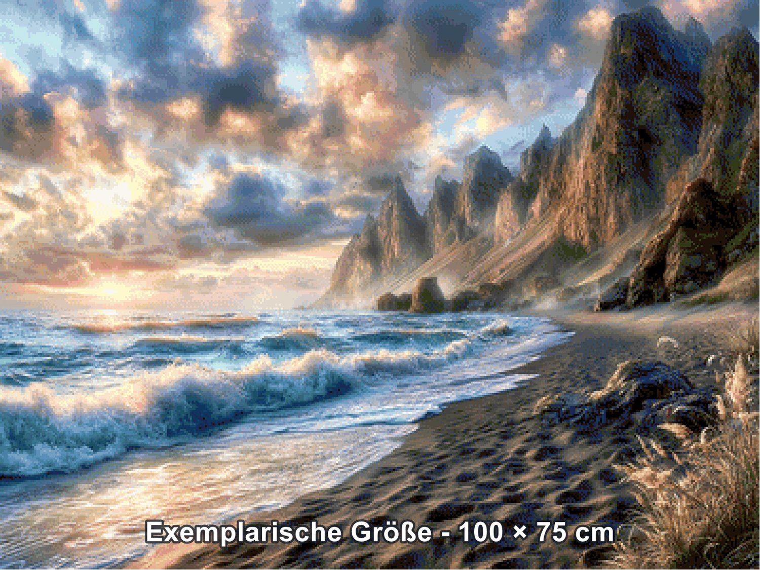 Diamond Painting - Elly_A.I - Wo Wellen Berge küssen [Digital] - Rendering einer exemplarischen Größe