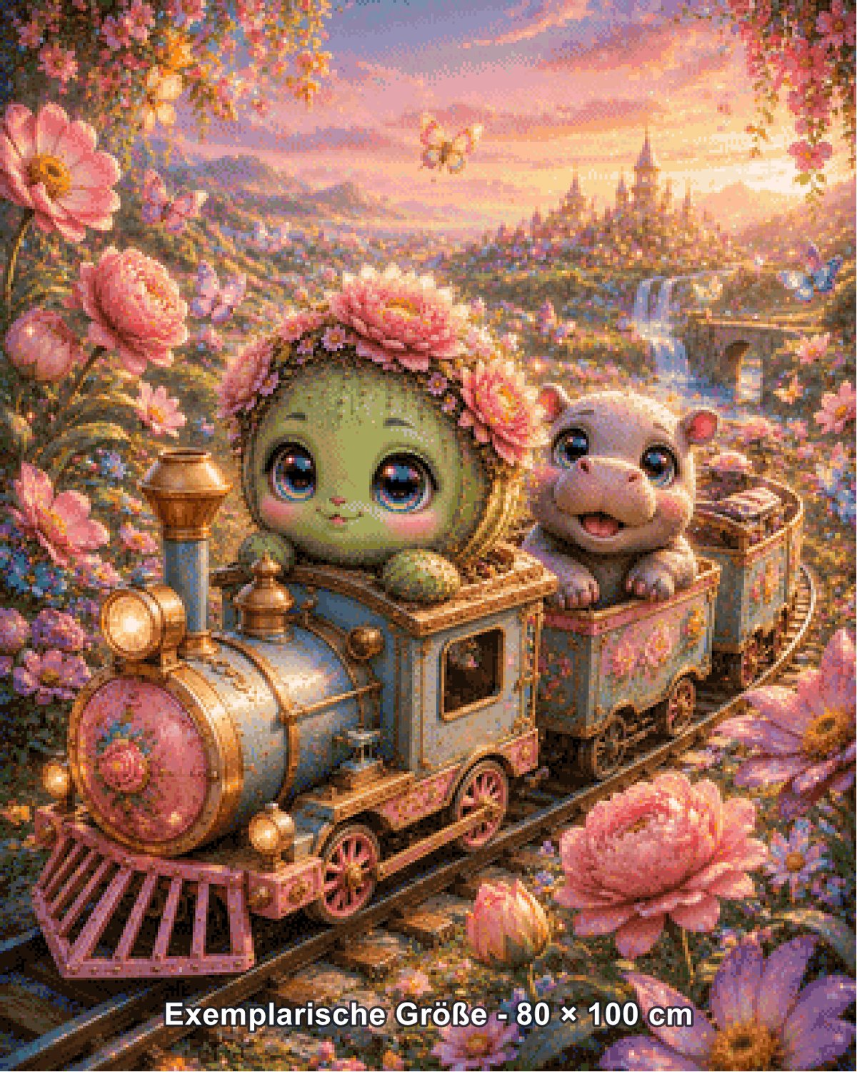 Diamond Painting - Elly_A.I - Zauberzug ins Blütenreich [Digital] - Rendering einer exemplarischen Größe