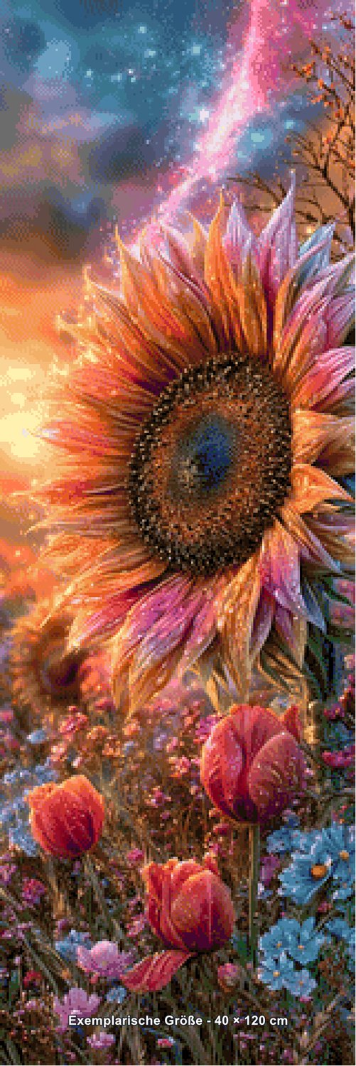Diamond Painting - Elly_A.I - Galaktische Sonnenblume [Digital] - Rendering einer exemplarischen Größe