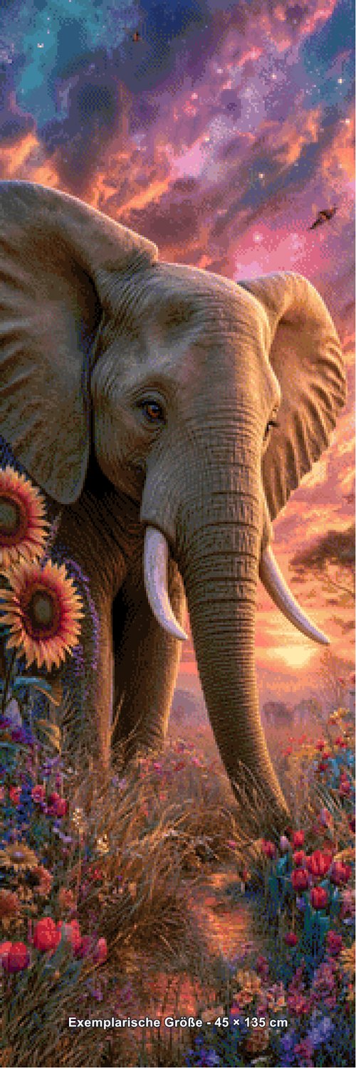 Diamond Painting - Elly_A.I - Galaktischer Elefantenzauber [Digital] - Rendering einer exemplarischen Größe