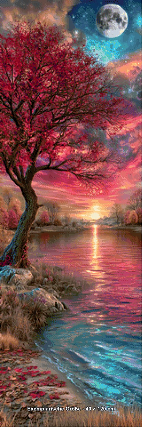Diamond Painting - Elly_A.I - Himmelsfeuer am Zaubersee [Digital] - Rendering einer exemplarischen Größe