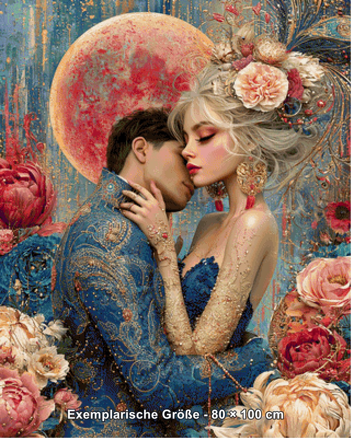 Diamond Painting - Elly_A.I - Mondromanze im Blütenrausch [Digital] - Rendering einer exemplarischen Größe
