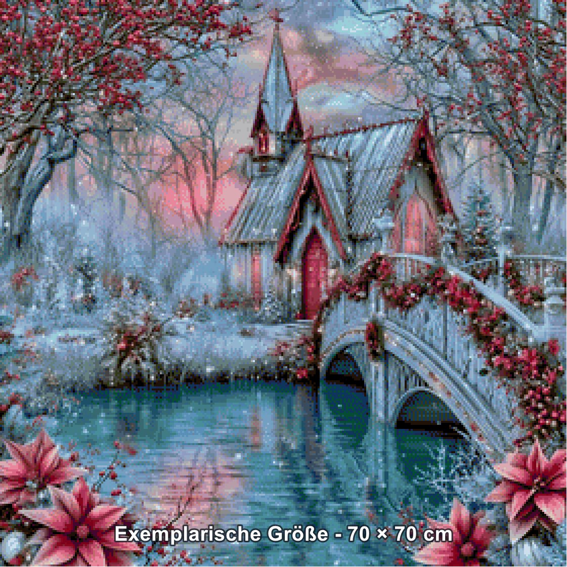 Diamond Painting - Elly_A.I - Märchenbrücke im Winterglanz [Digital] - Rendering einer exemplarischen Größe