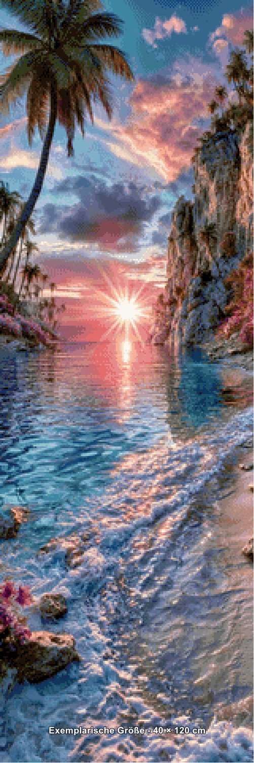 Diamond Painting - Elly_A.I - Paradiesbucht im Sonnenzauber [Digital] - Rendering einer exemplarischen Größe