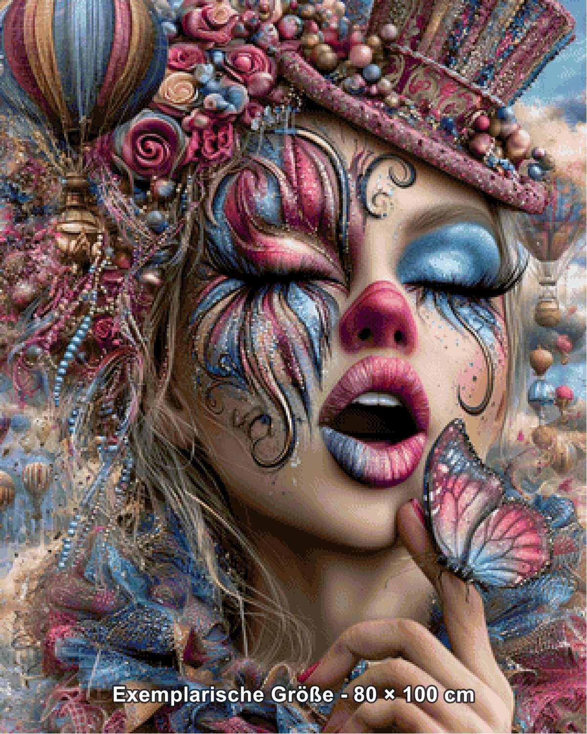 Diamond Painting - Elly_A.I - Schmetterlingskuss im Glitzerkarneval [Digital] - Rendering einer exemplarischen Größe