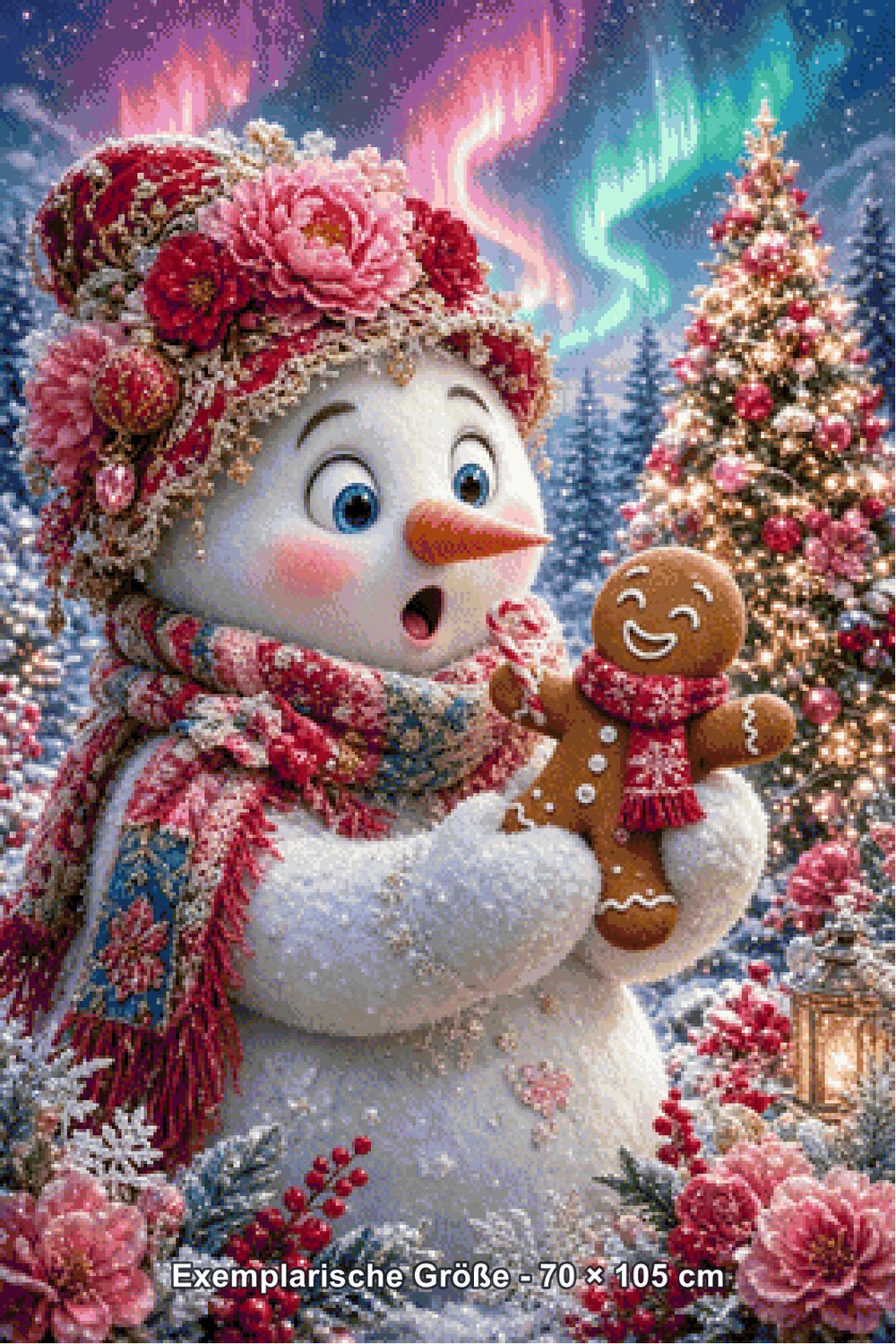 Diamond Painting - Elly_A.I - Schneemann und Lebkuchenlachen [Digital] - Rendering einer exemplarischen Größe