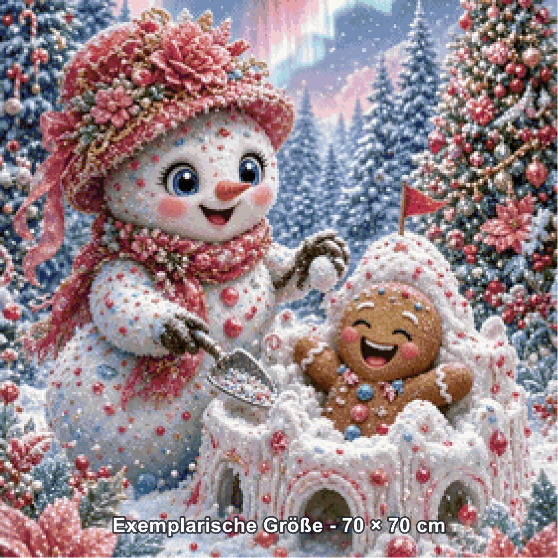 Diamond Painting - Elly_A.I - Schneemann und Lebkuchenzauber 2 [Digital] - Rendering einer exemplarischen Größe
