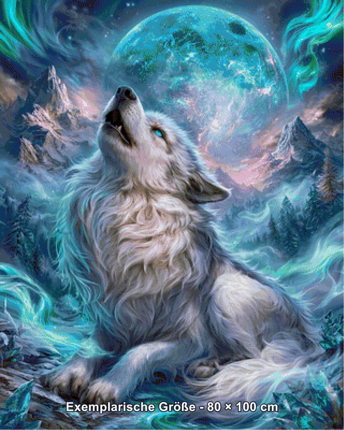 Diamond Painting - Elly_A.I - Seelenruf des Mondwolfs [Digital] - Rendering einer exemplarischen Größe