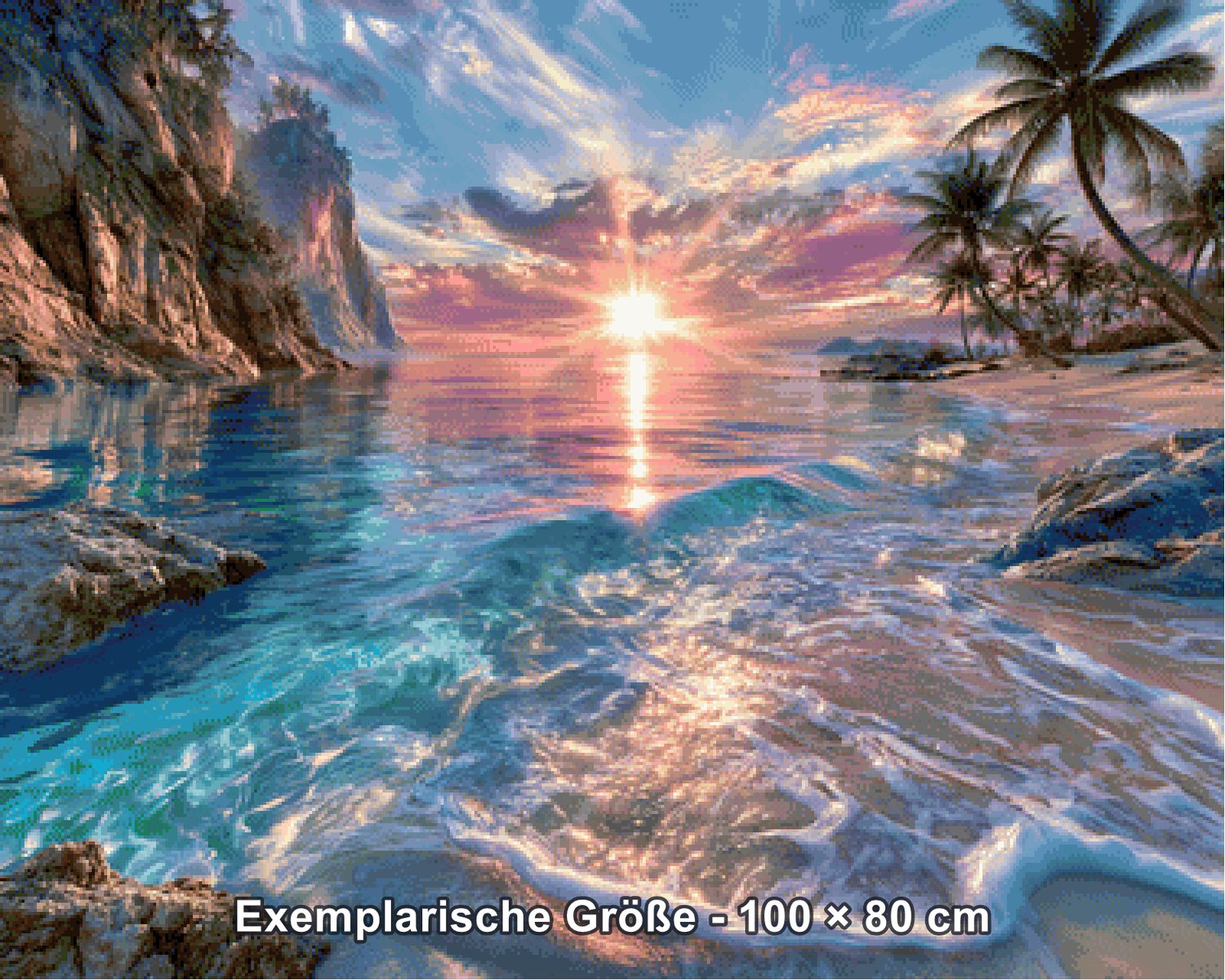 Diamond Painting - Elly_A.I - Smaragdwellen im Abendlicht [Digital] - Rendering einer exemplarischen Größe