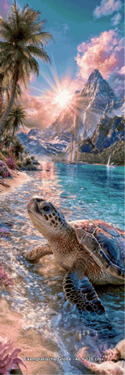 Diamond Painting - Elly_A.I - Sonnenkuss der Meeresschildkröte [Digital] - Rendering einer exemplarischen Größe