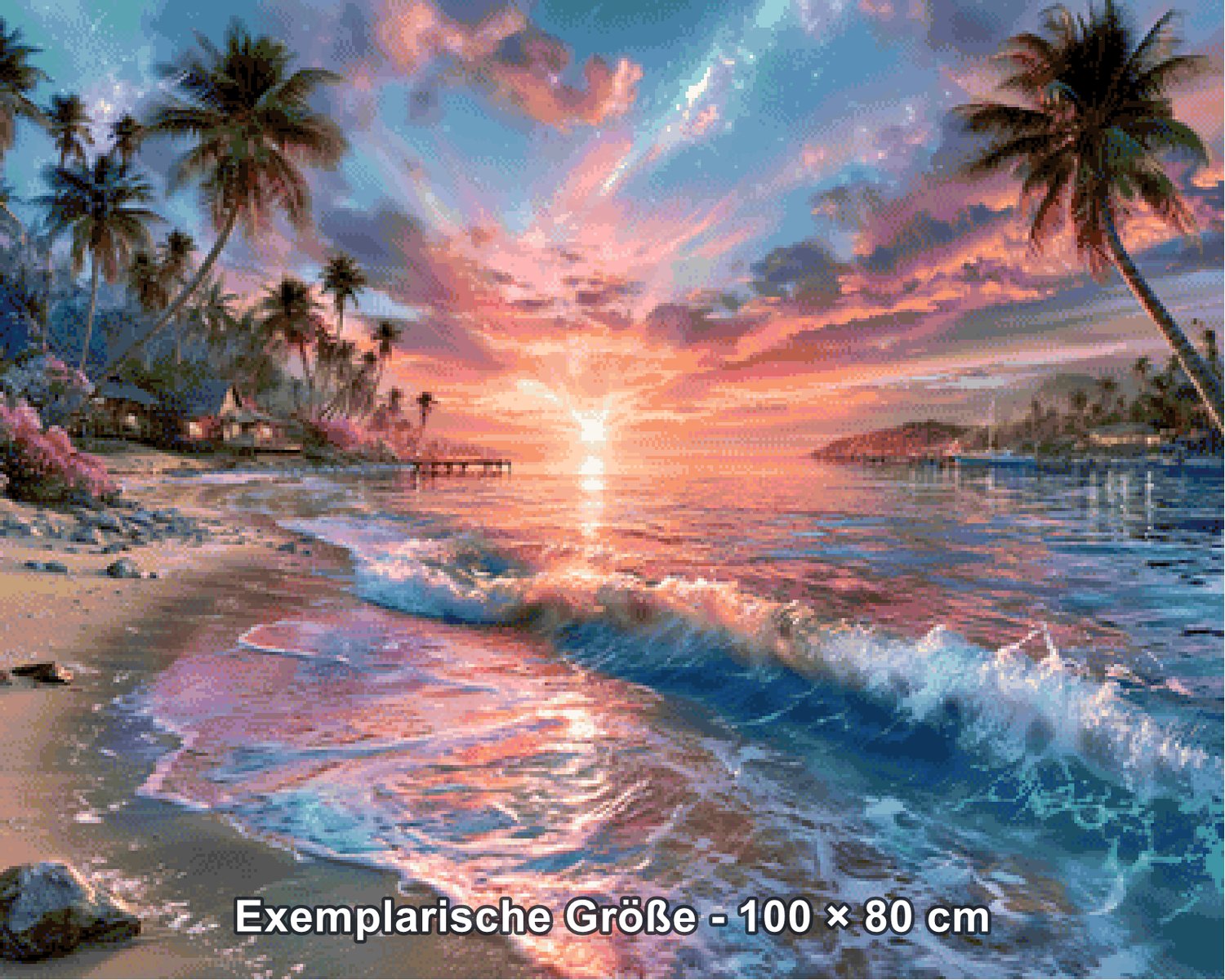 Diamond Painting - Elly_A.I - Sternenzauber am Palmenstrand [Digital] - Rendering einer exemplarischen Größe