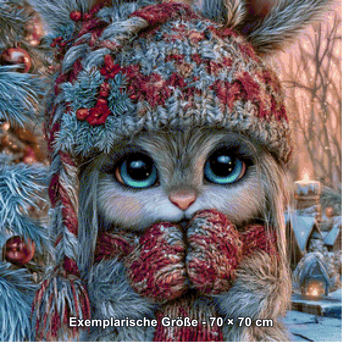 Diamond Painting - Elly_A.I - Winterzauber Kuschelhäschen [Digital] - Rendering einer exemplarischen Größe