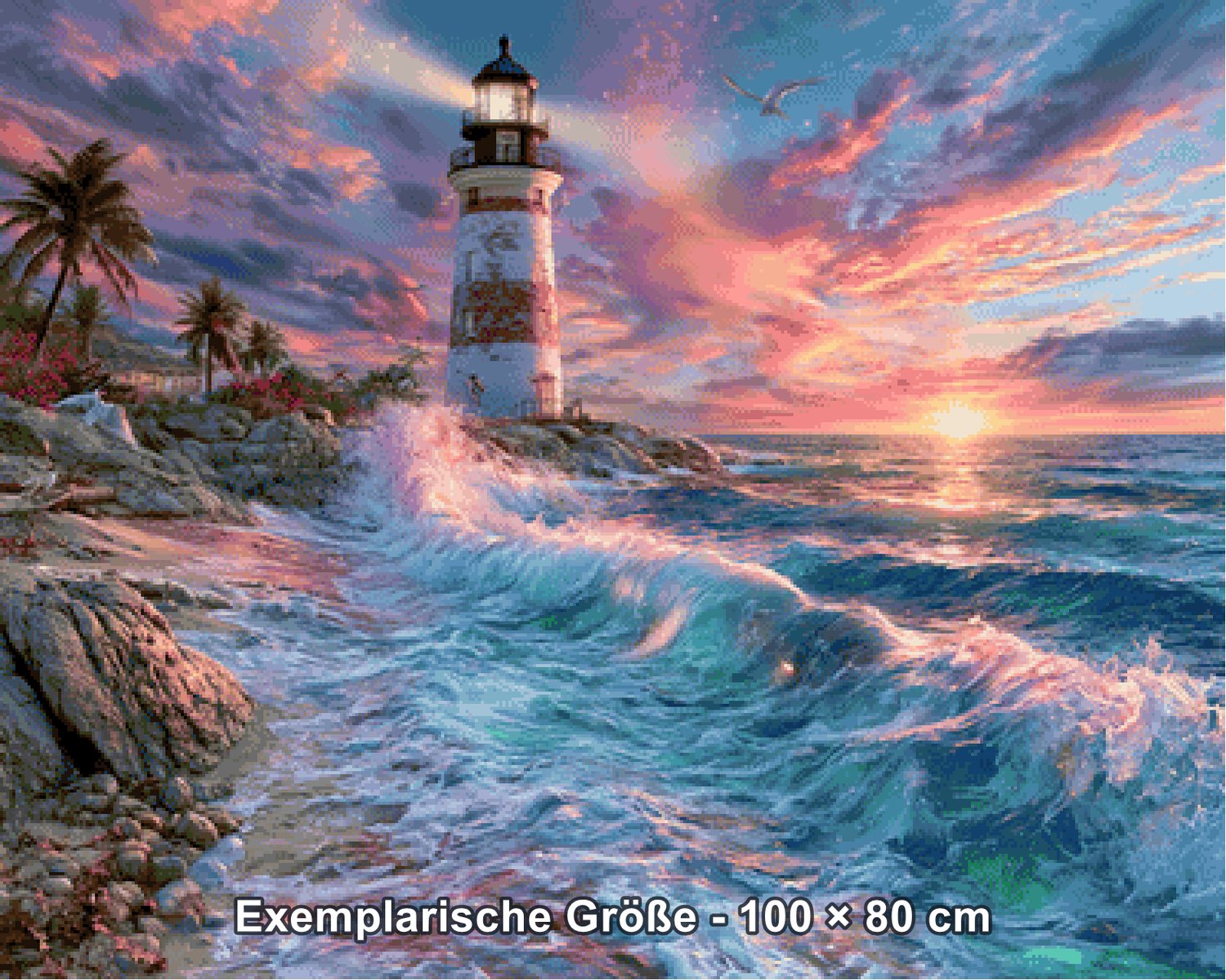 Diamond Painting - Elly_A.I - Zauberwellen am Leuchtturm [Digital] - Rendering einer exemplarischen Größe
