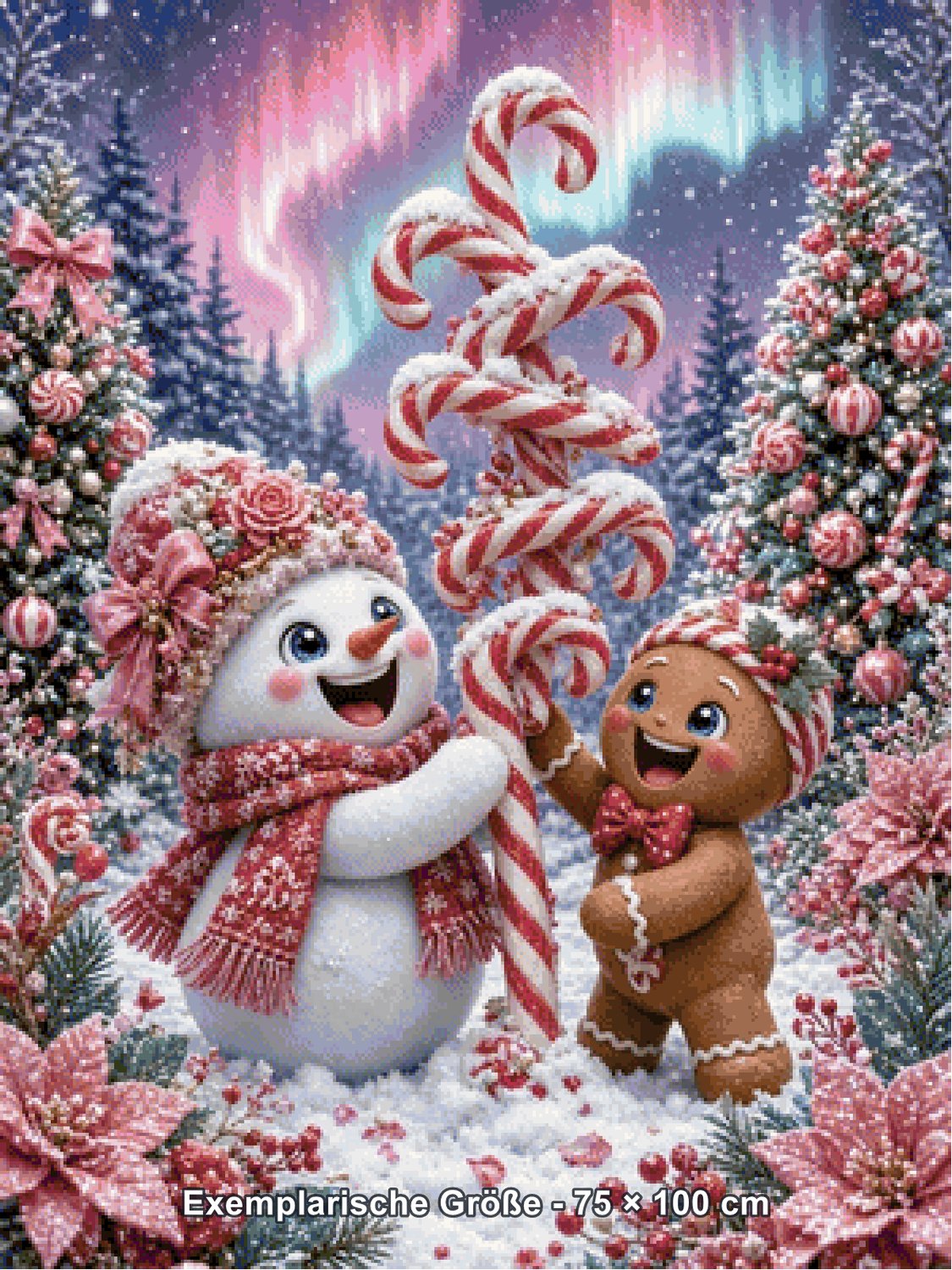 Diamond Painting - Elly_A.I - Zuckerstangenzauber im Winterwald [Digital] - Rendering einer exemplarischen Größe