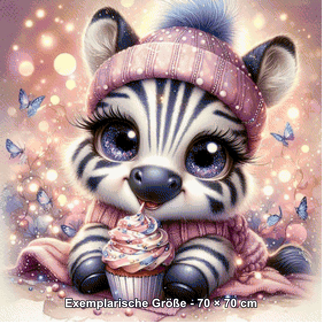 Diamond Painting - Tinkerangie - Funkelzebra und Cupcakeglück [Digital] - Rendering einer exemplarischen Größe