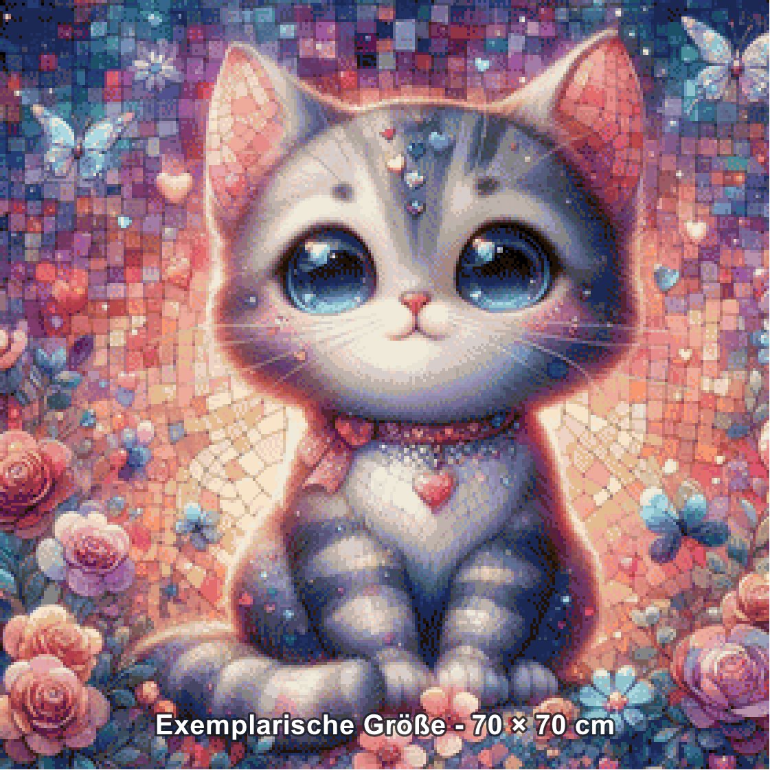 Diamond Painting - Tinkerangie - Glitzerkätzchen im Blütenzauber [Digital] - Rendering einer exemplarischen Größe