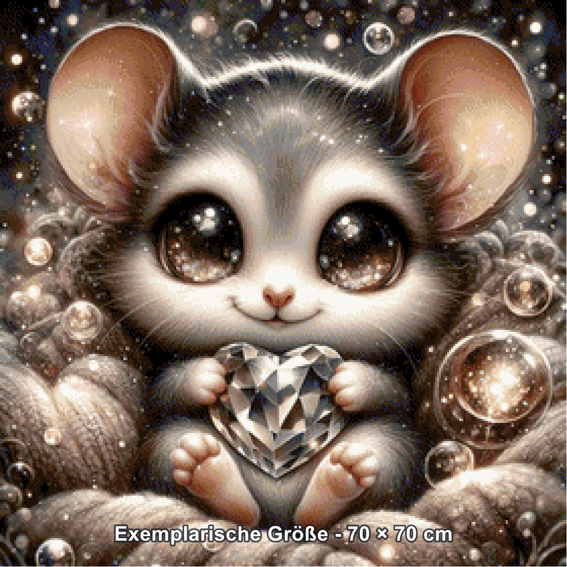 Diamond Painting - Tinkerangie - Glitzermaus mit Herzdiamant [Digital] - Rendering einer exemplarischen Größe