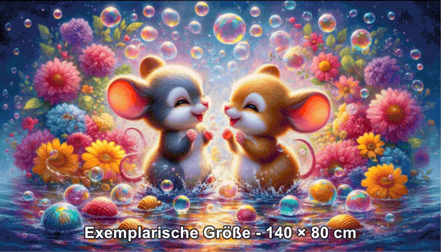Diamond Painting - Tinkerangie - Mäusezauber im Blütenmeer [Digital] - Rendering einer exemplarischen Größe
