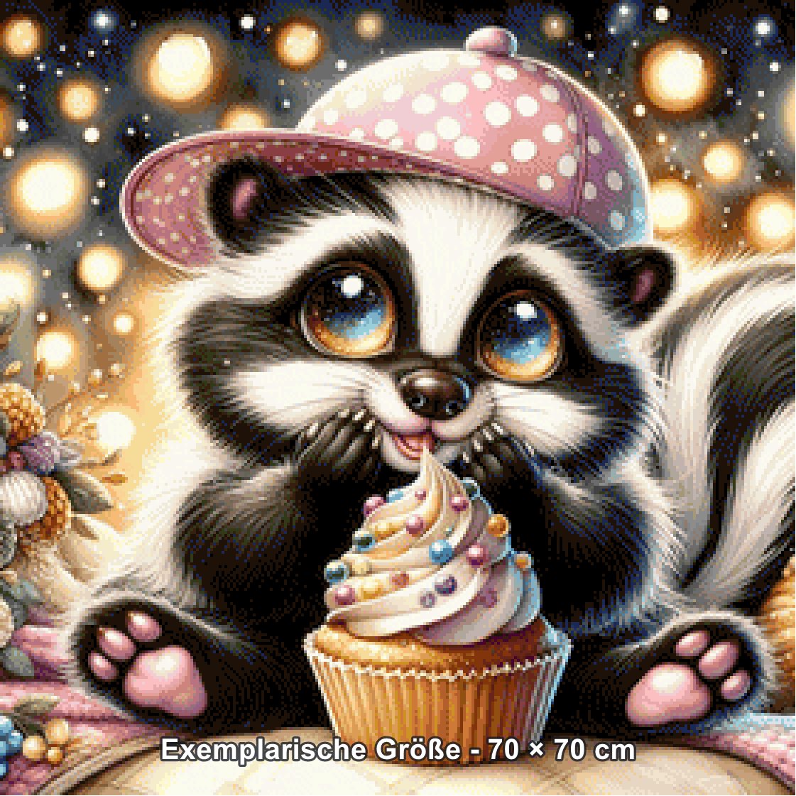 Diamond Painting - Tinkerangie - Naschbärs Cupcakeglück [Digital] - Rendering einer exemplarischen Größe