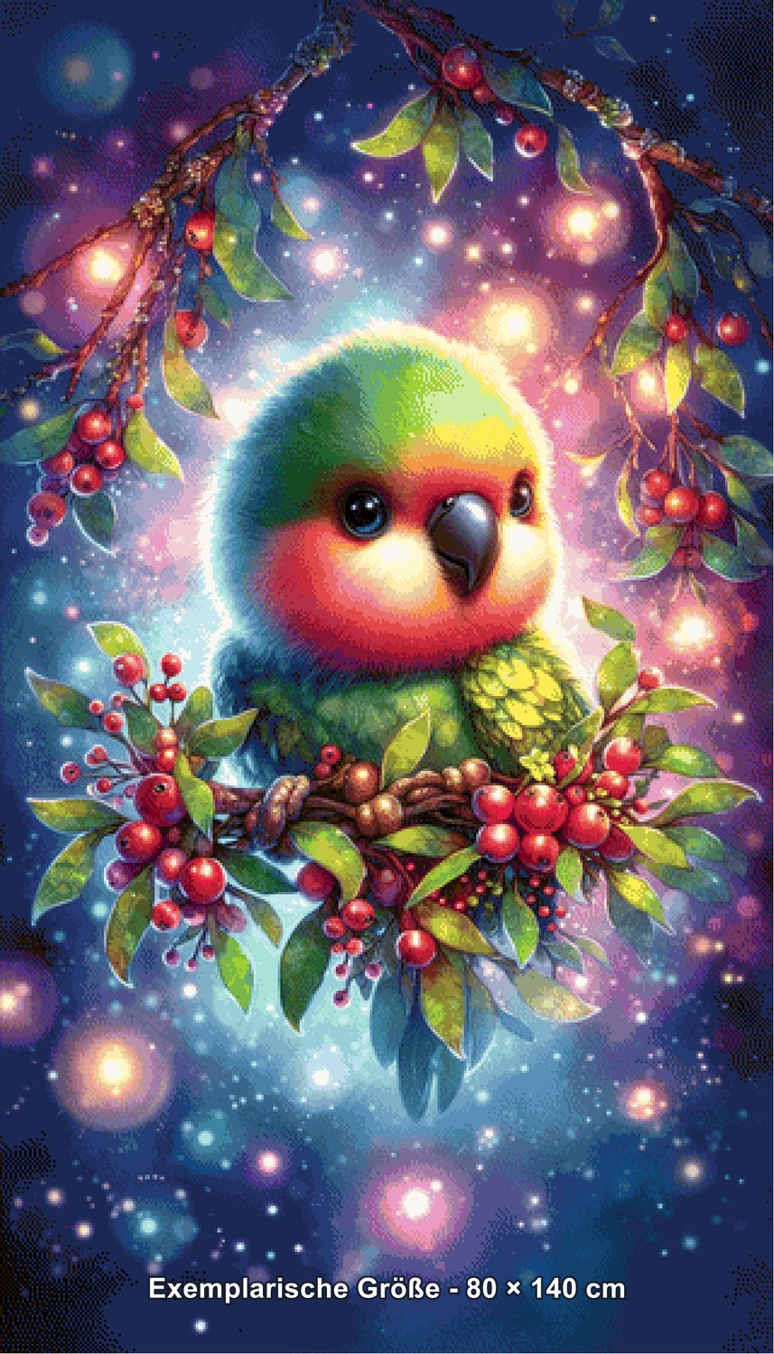 Diamond Painting - Tinkerangie - Pfirsichköpfchen im Beerenzauber [Digital] - Rendering einer exemplarischen Größe