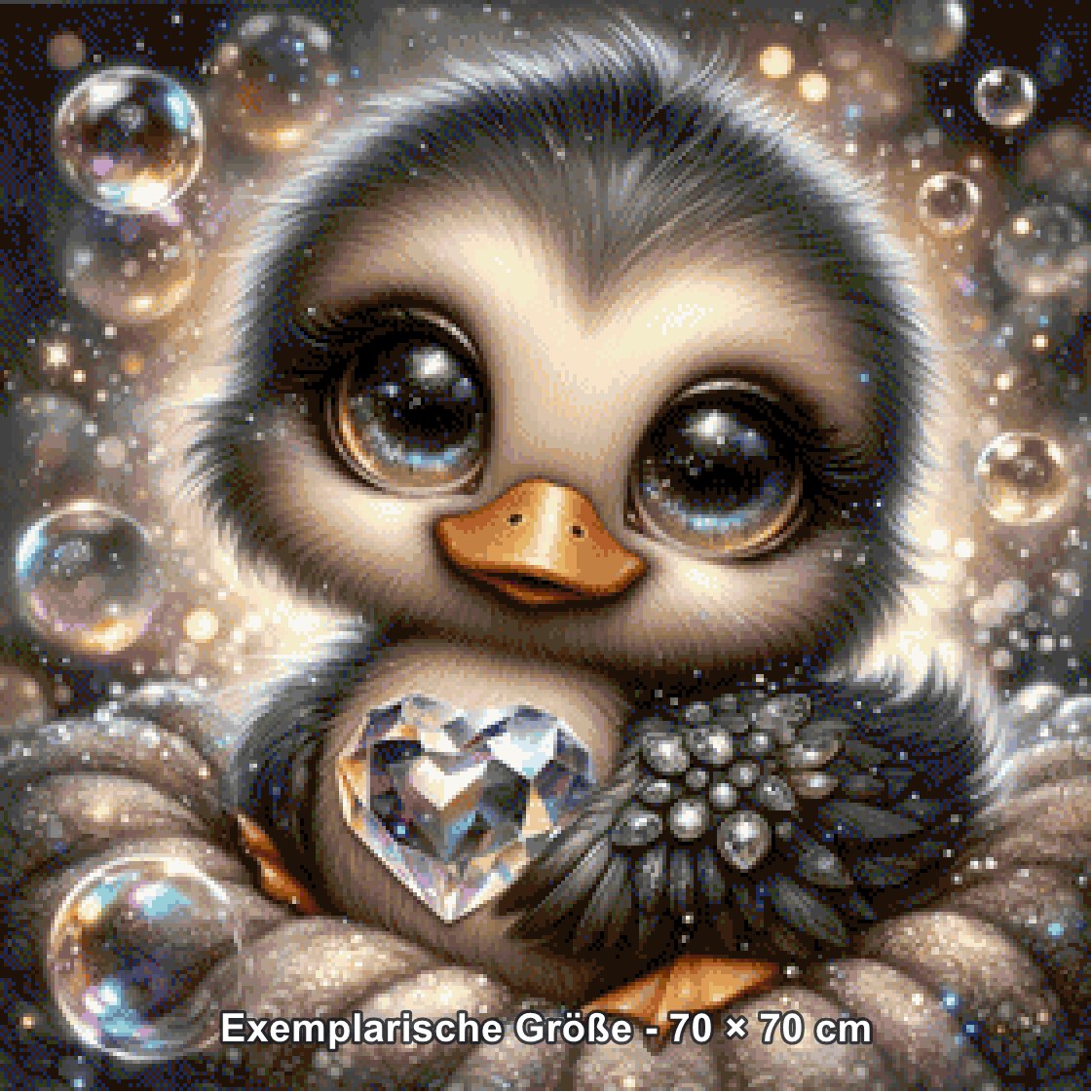 Diamond Painting - Tinkerangie - Pinguinküken mit Kristallherz [Digital] - Rendering einer exemplarischen Größe