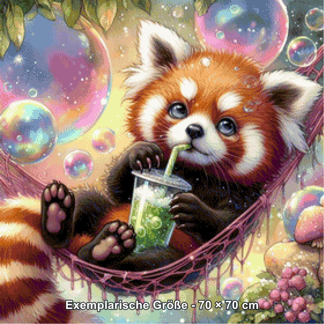 Diamond Painting - Tinkerangie - Rotpandas Seifenblasenzauber [Digital] - Rendering einer exemplarischen Größe
