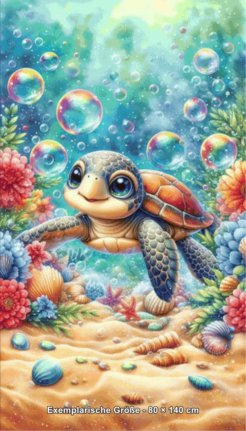 Diamond Painting - Tinkerangie - Schildkrötenzauber im Korallengarten [Digital] - Rendering einer exemplarischen Größe